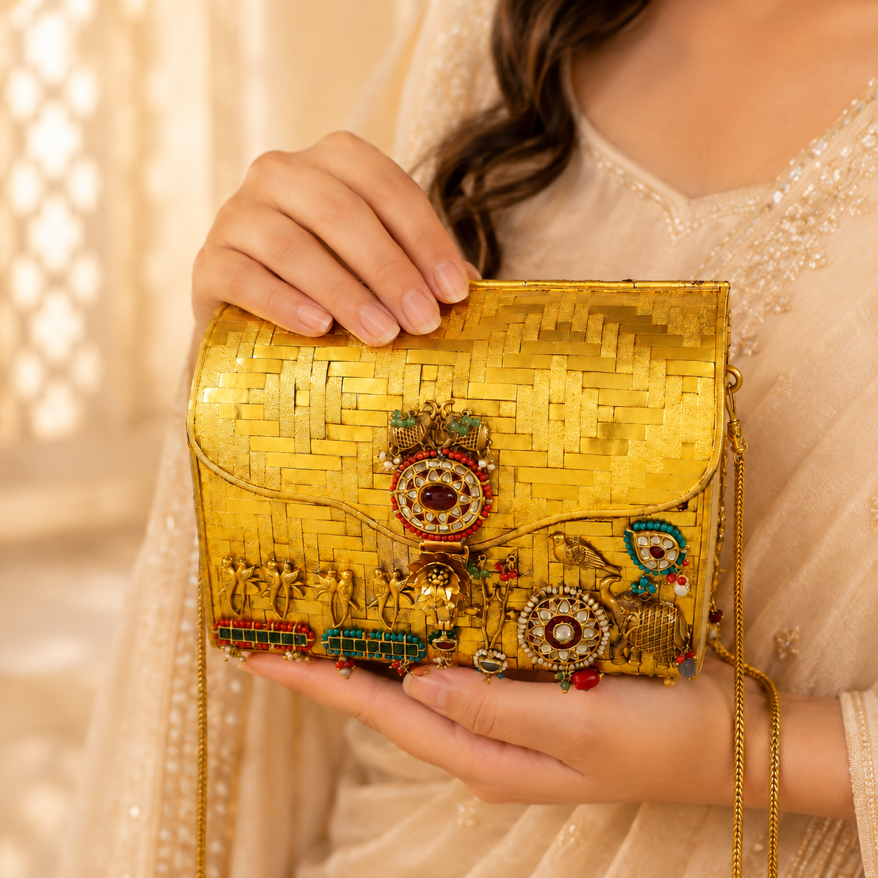 Royal Meenakari Silver Purse