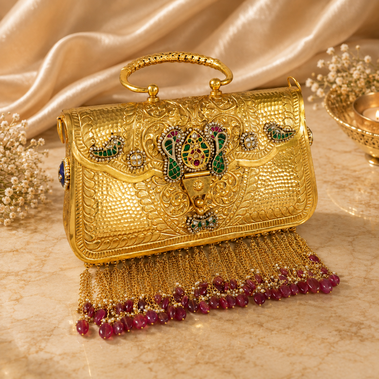 Shahi Meenakari Silver Purse