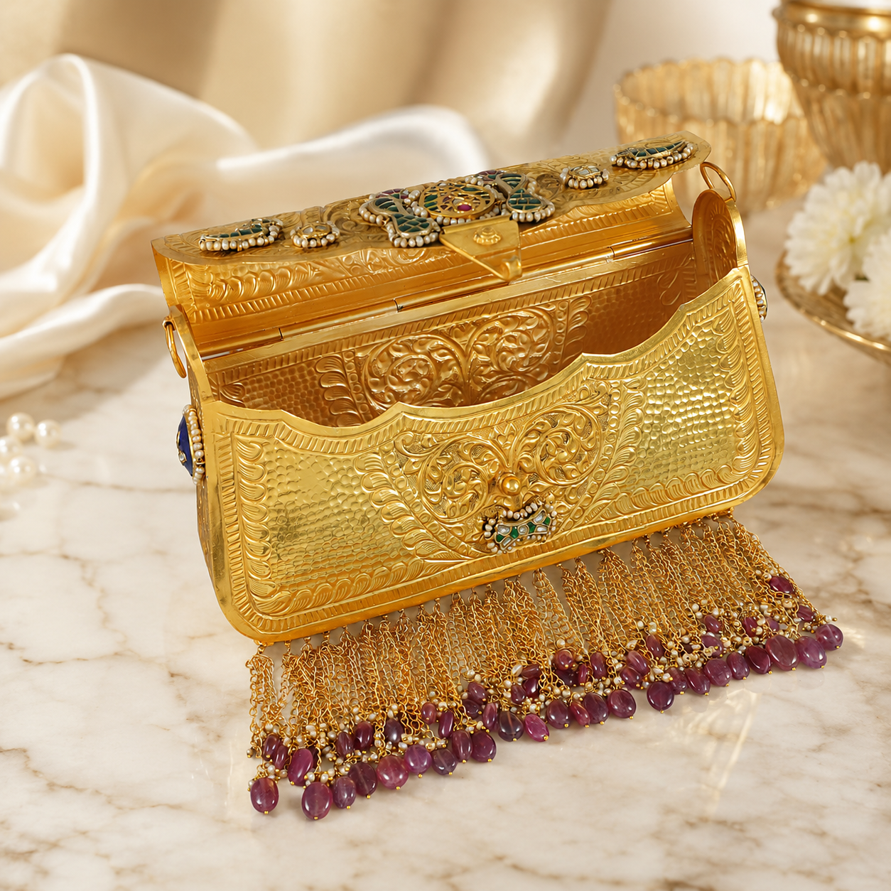 Shahi Meenakari Silver Purse