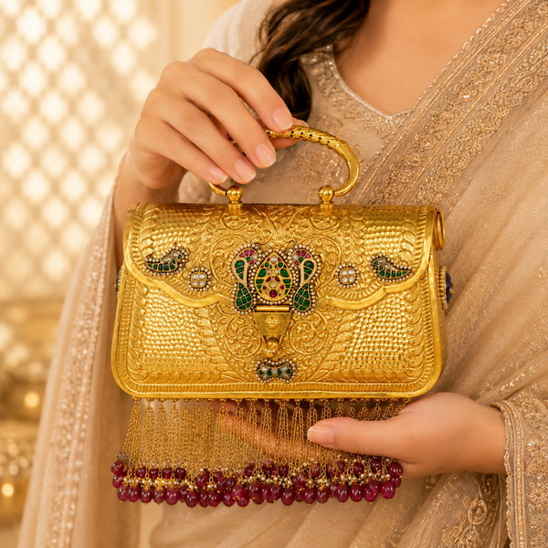 Shahi Meenakari Silver Purse