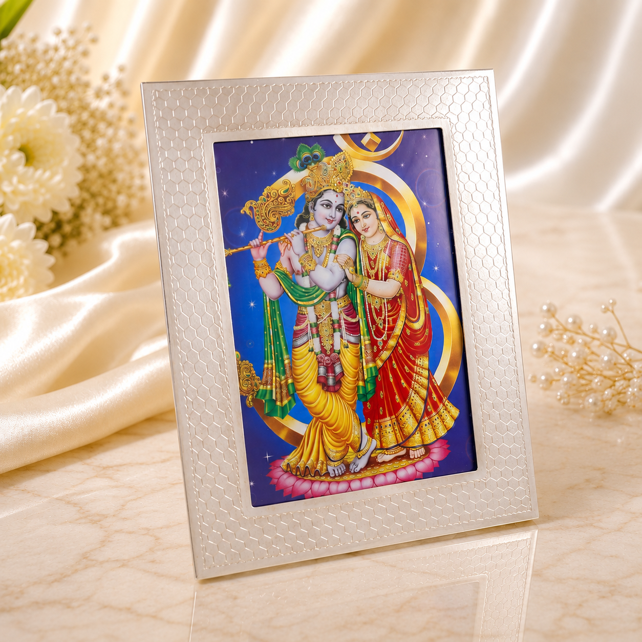 Radha Krishna Silver Photo Frame