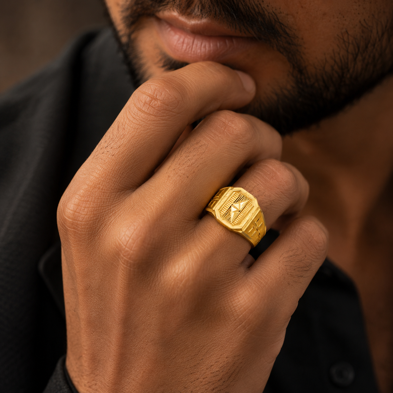 Imperial Hex Gold Ring For Him