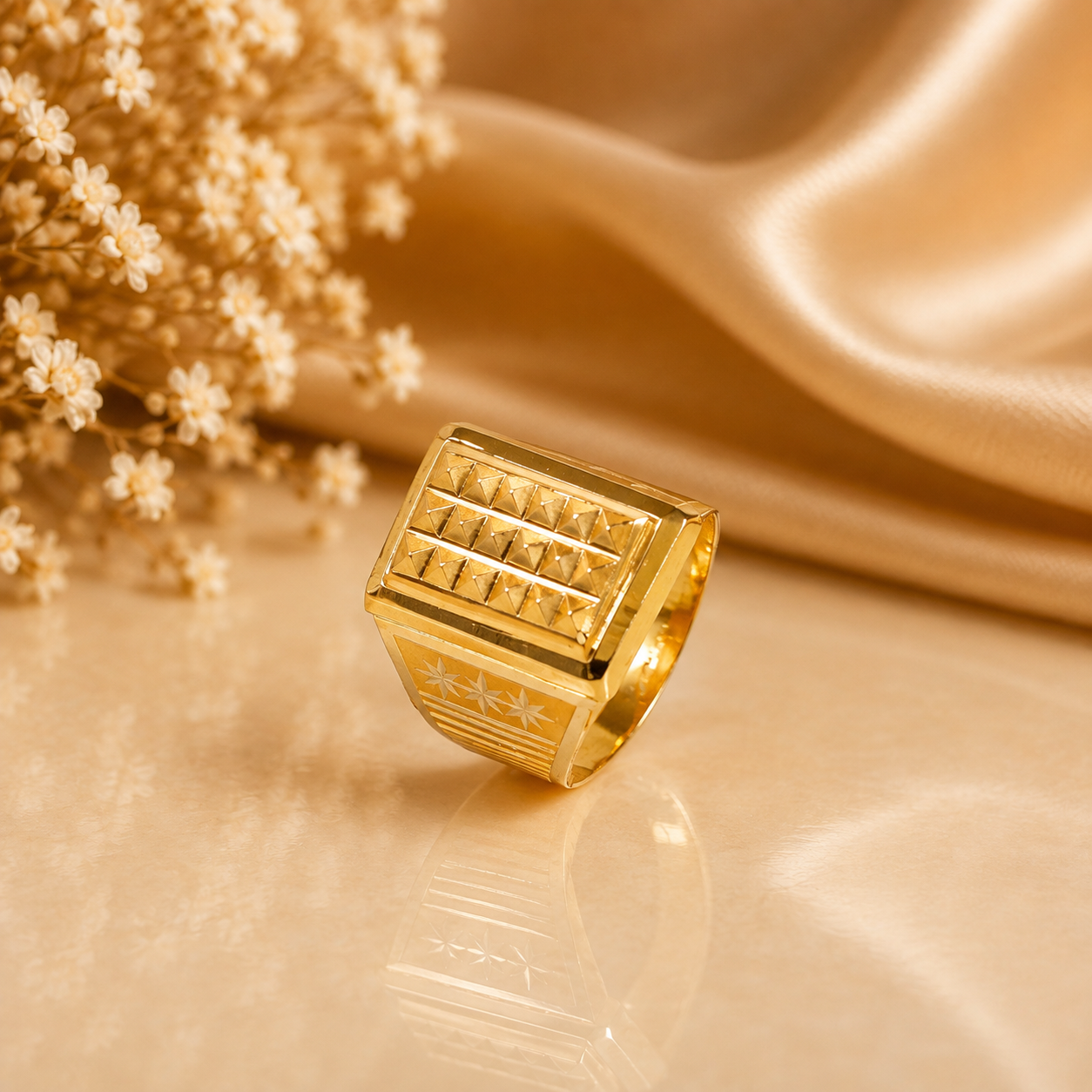 Zavian Regal Geometric Gold Ring For Him