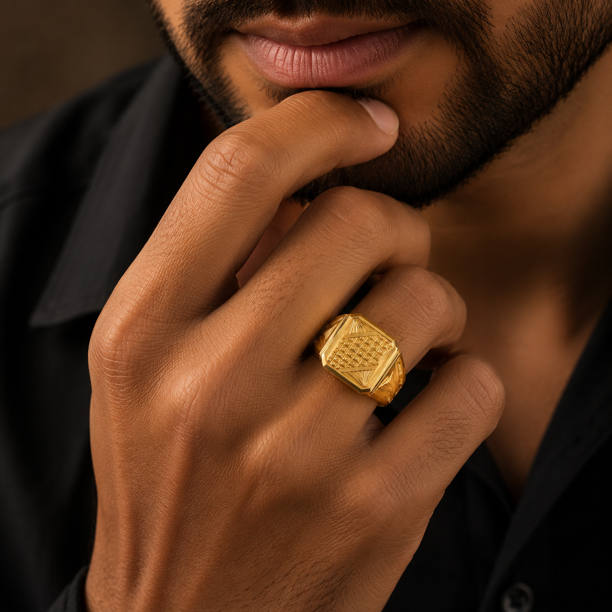 Royal Mosaic Gold Ring For Him