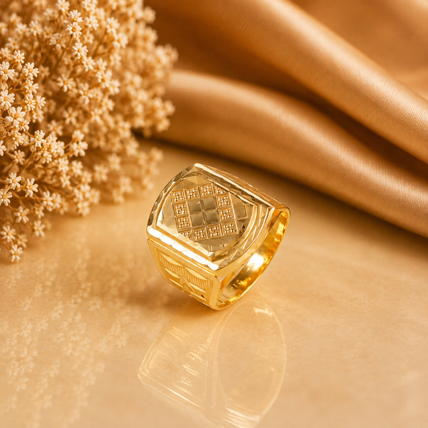 Yash Imperial Grid Gold Ring For Him