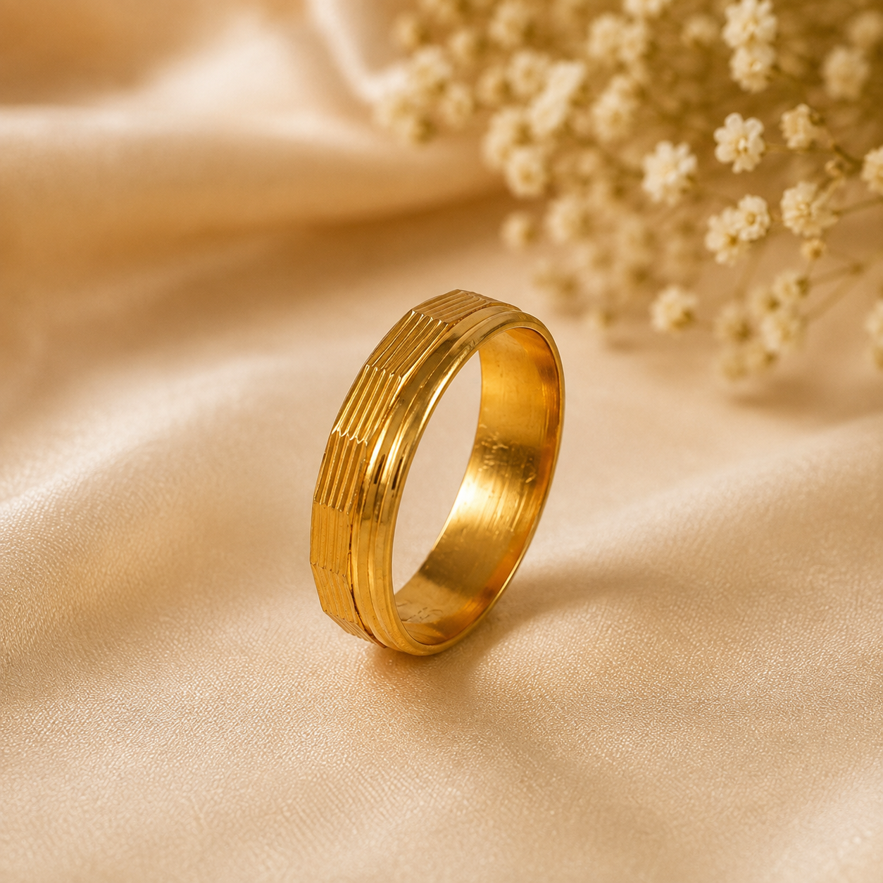 Regal Stripe Gold Band Ring For Him