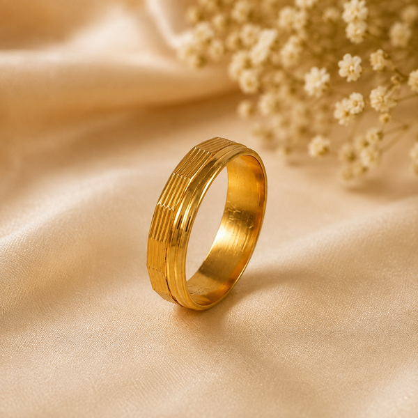 Regal Stripe Gold Band Ring For Him