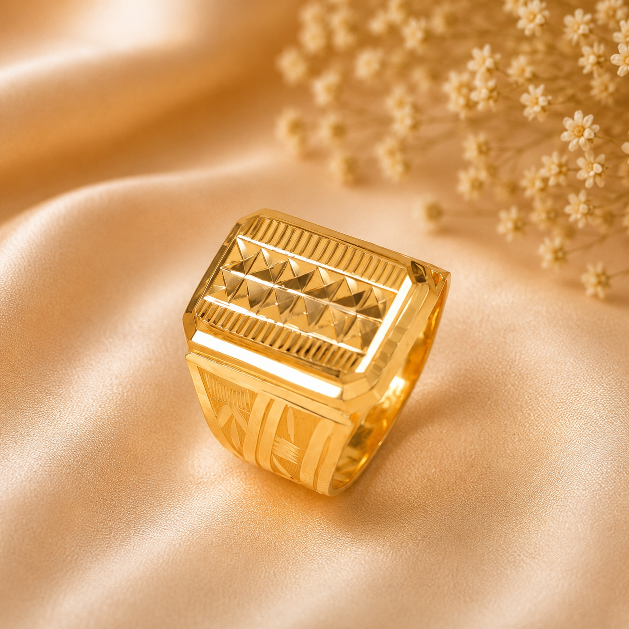 Naksh Regal Facet Gold Ring For Him