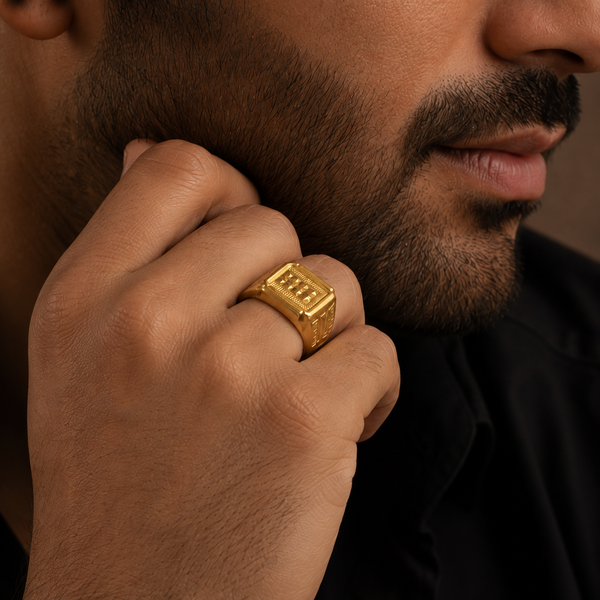 Naksh Regal Facet Gold Ring For Him