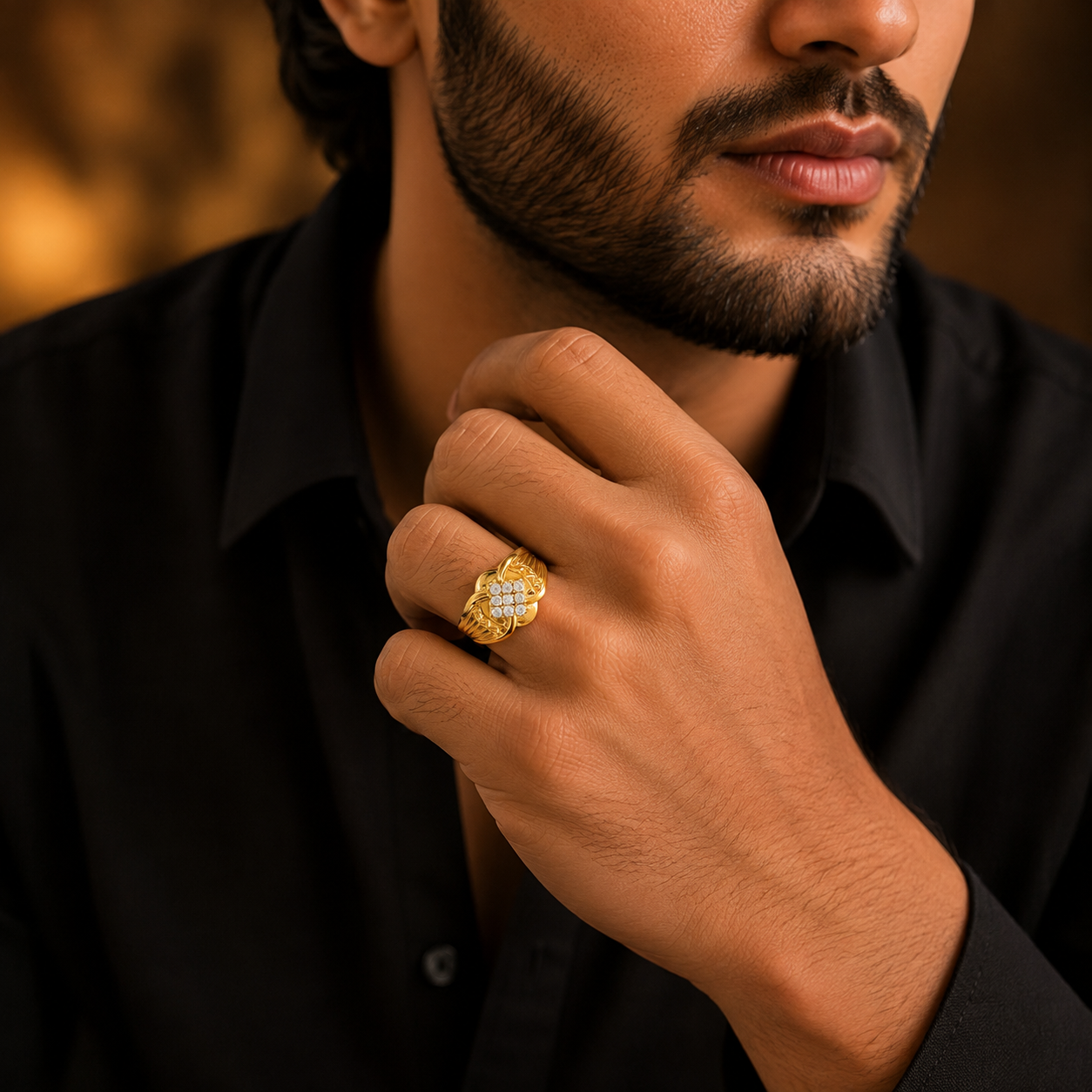 Eshan Radiant Bloom Gold Ring For Him