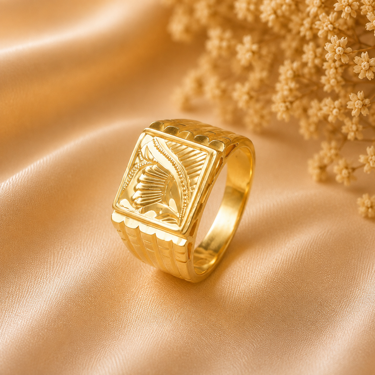 Krish Peacock Crest Gold Ring For Him