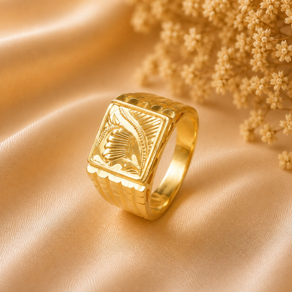 Krish Peacock Crest Gold Ring For Him
