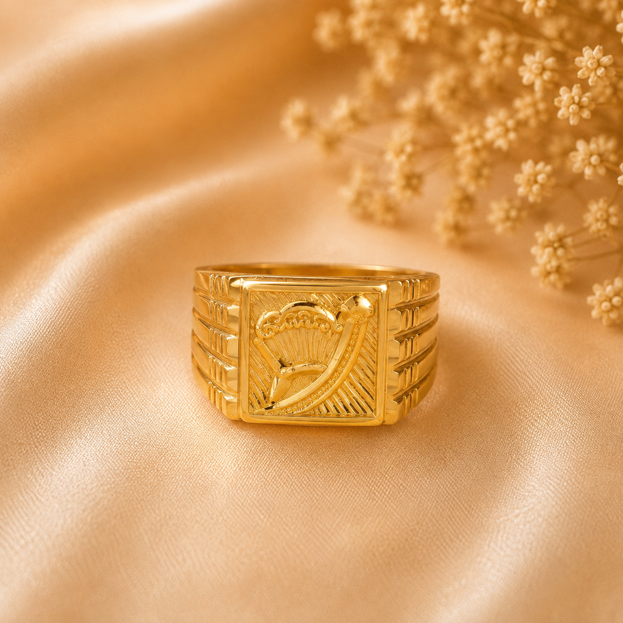 Krish Peacock Crest Gold Ring For Him