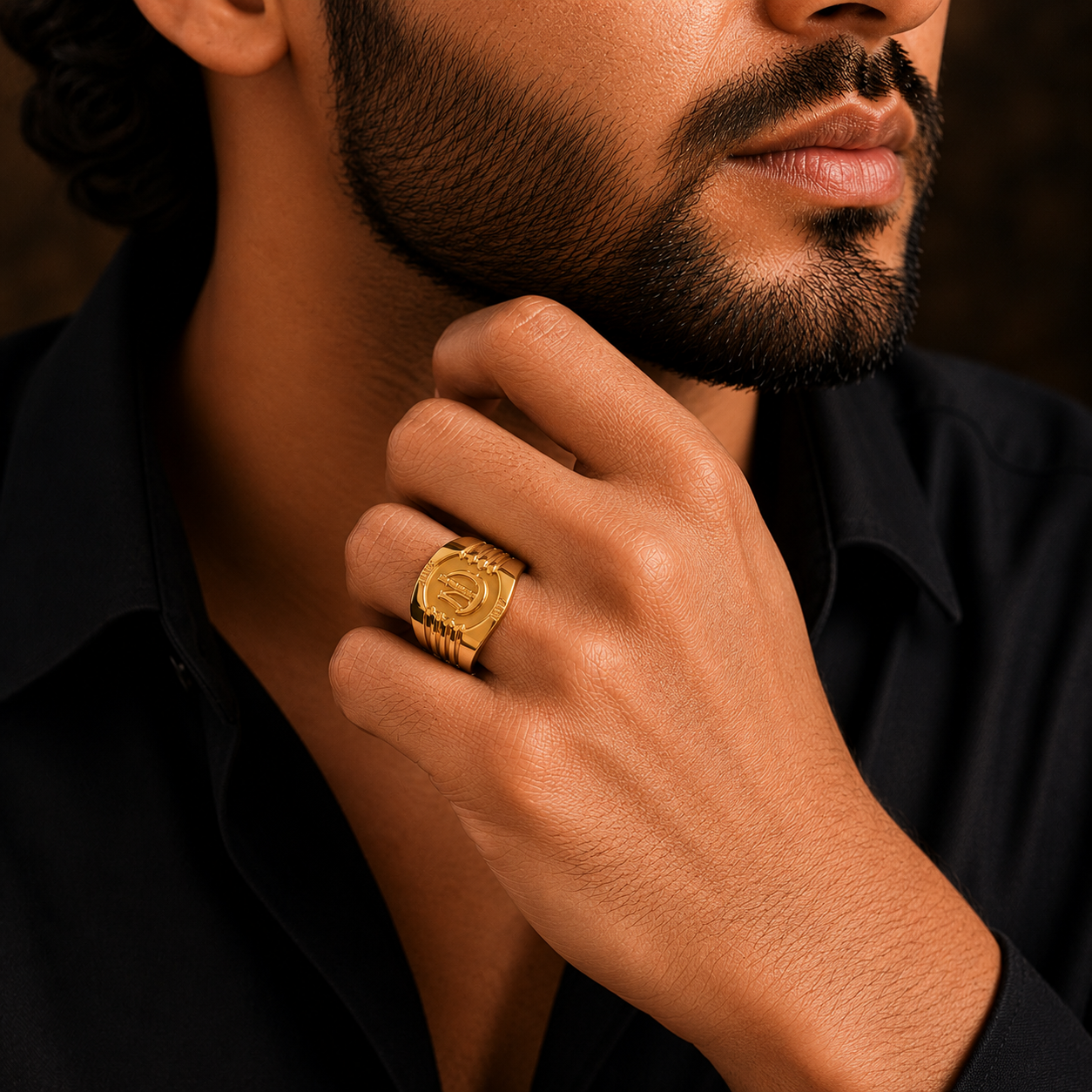 Vihaan Nautical Crest Gold Ring For Him