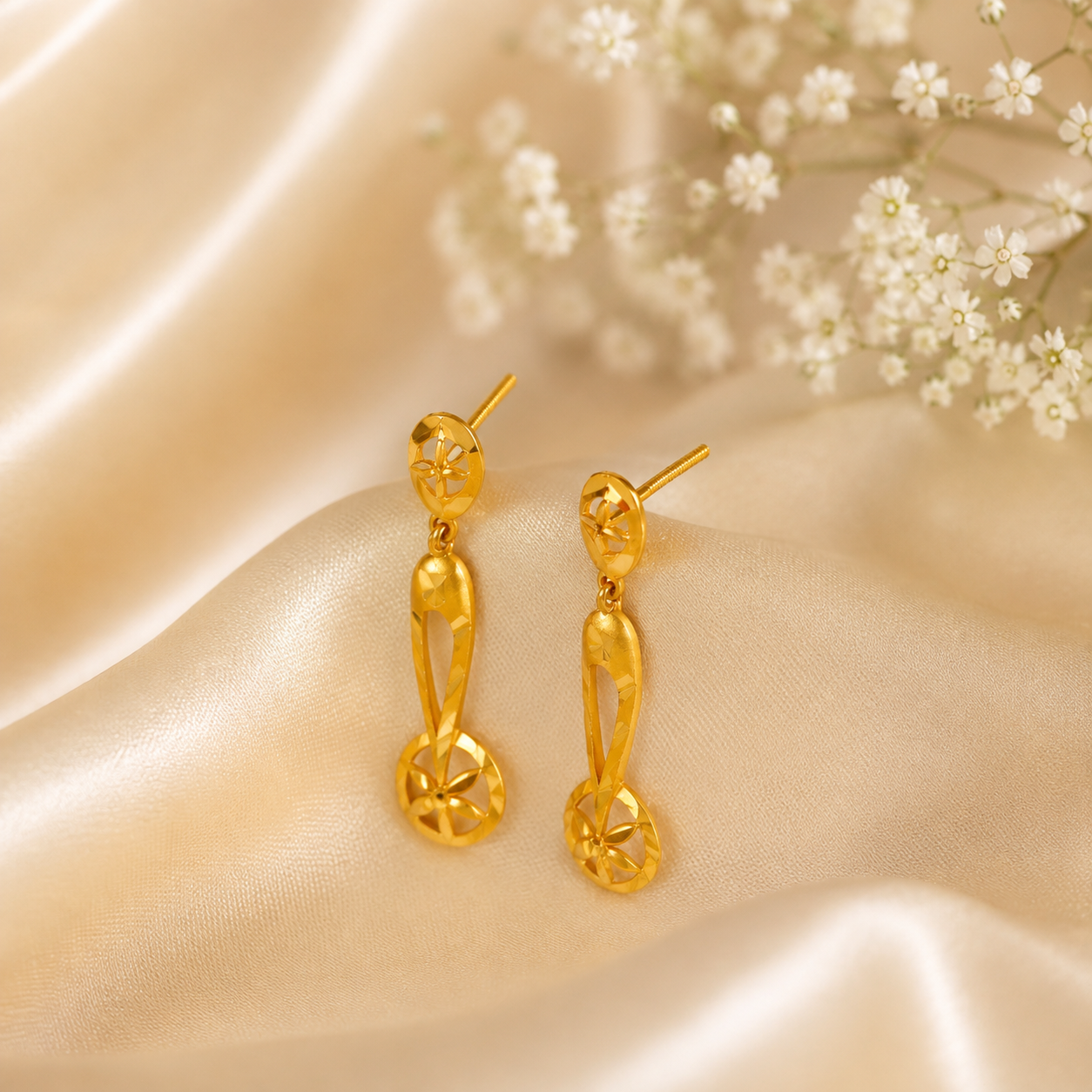 Eternal Blossom Drops Gold Earrings