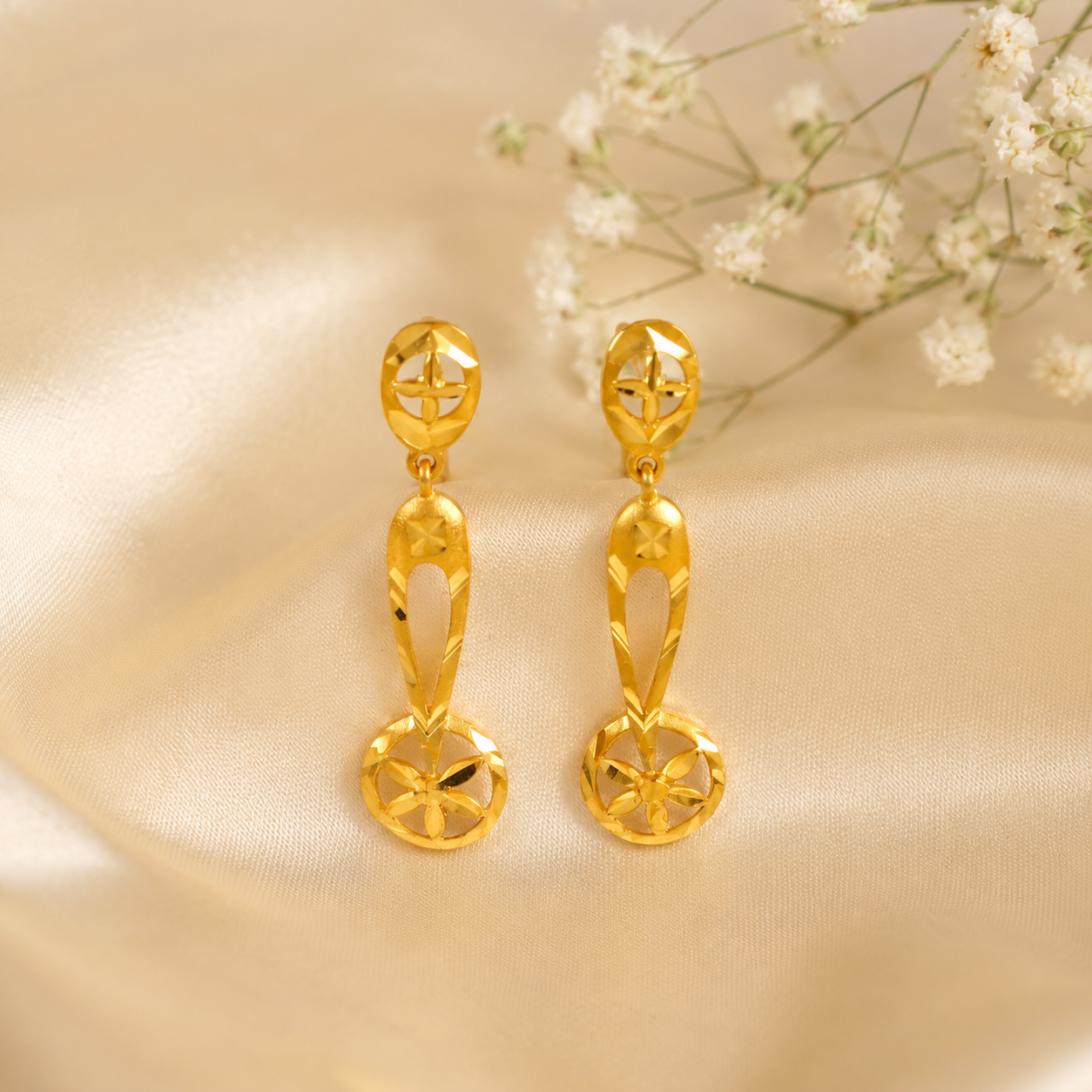 Eternal Blossom Drops Gold Earrings