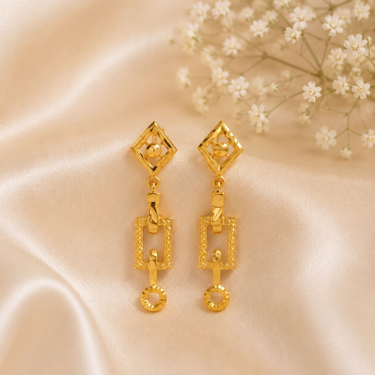 Kiara Radiant Frame Gold Earrings