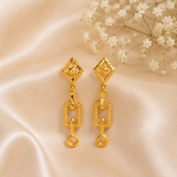Kiara Radiant Frame Gold Earrings