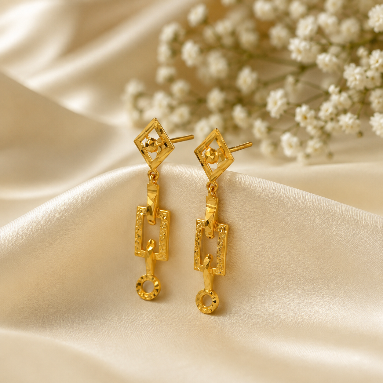 Kiara Radiant Frame Gold Earrings