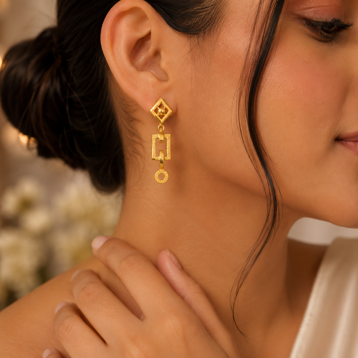 Kiara Radiant Frame Gold Earrings