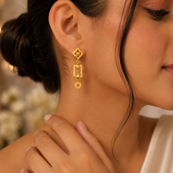Kiara Radiant Frame Gold Earrings