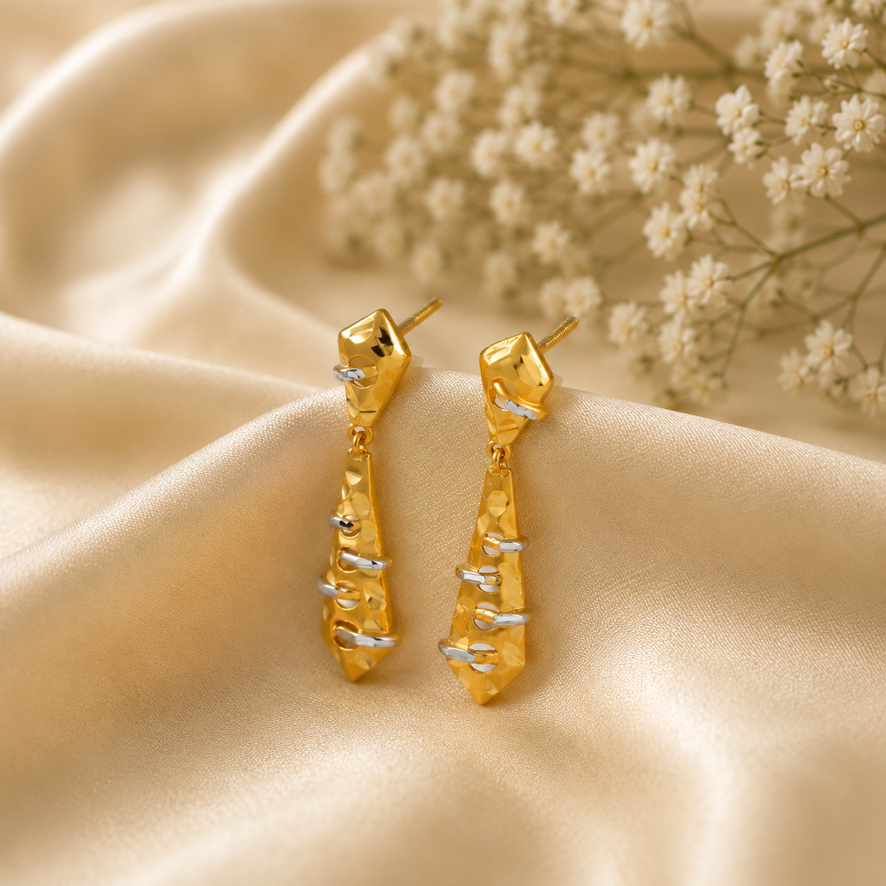 Prisha Dual Tone Drop Gold Earrings