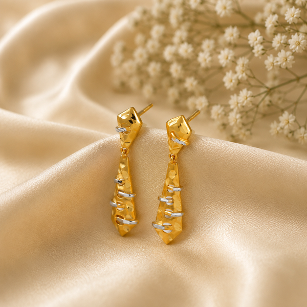 Prisha Dual Tone Drop Gold Earrings