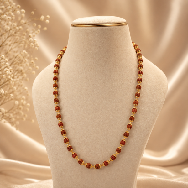 Rudraksha Bead Gold Chain For Him