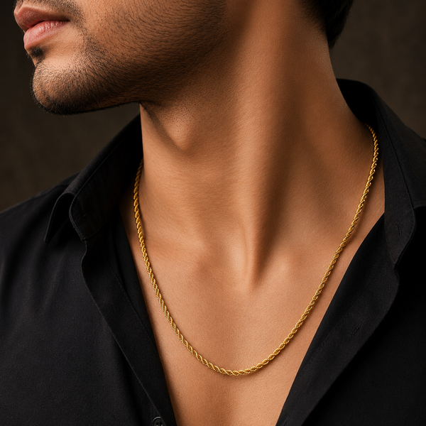 Twisted Rope Gold Chain For Him