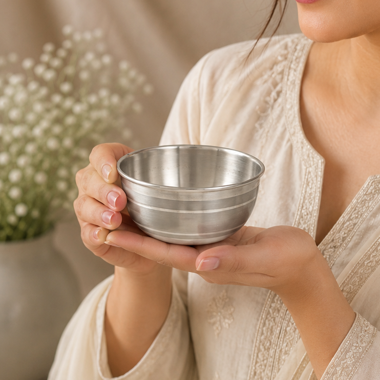 Classic Stripe Silver Bowl