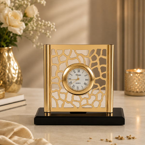 Mosaic Silver Table Clock