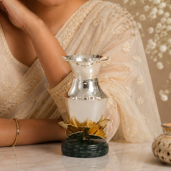 Lotus Grace Silver Floral  Vase