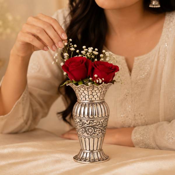 Imperial Blossom Silver Flower Vase