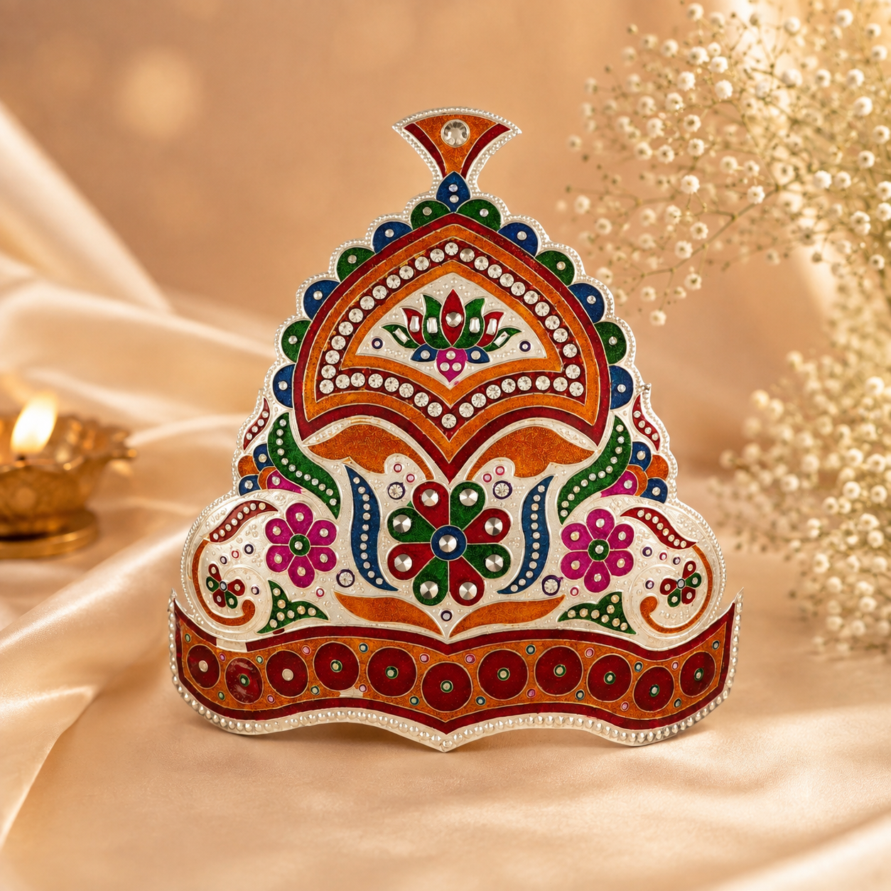 Regal Meenakari Silver Crown Mukut