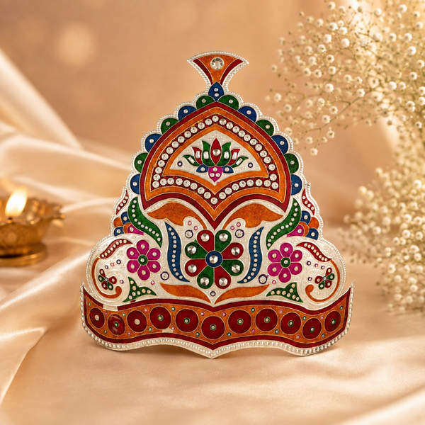 Regal Meenakari Silver Crown Mukut