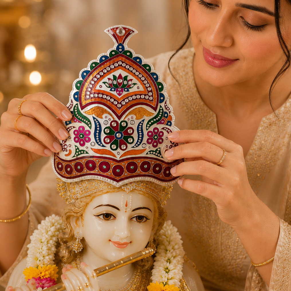 Regal Meenakari Silver Crown Mukut