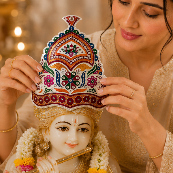 Regal Meenakari Silver Crown Mukut