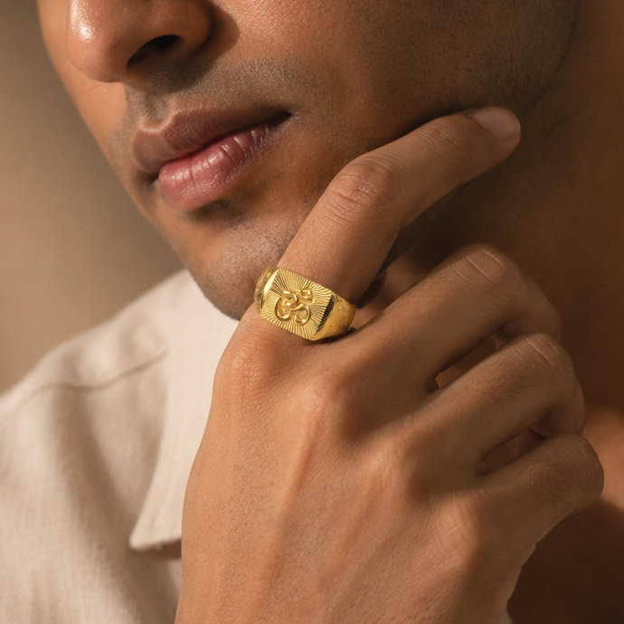 Aarav Aura Om Gold Ring For Him