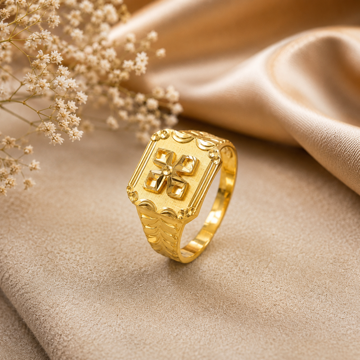 Vintage Floral Gold Ring For Him