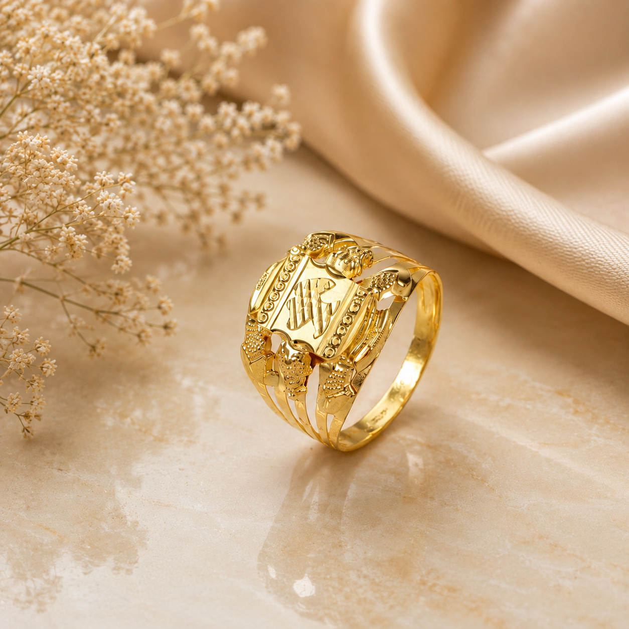 Rudra Regal Monogram Gold Ring For Him