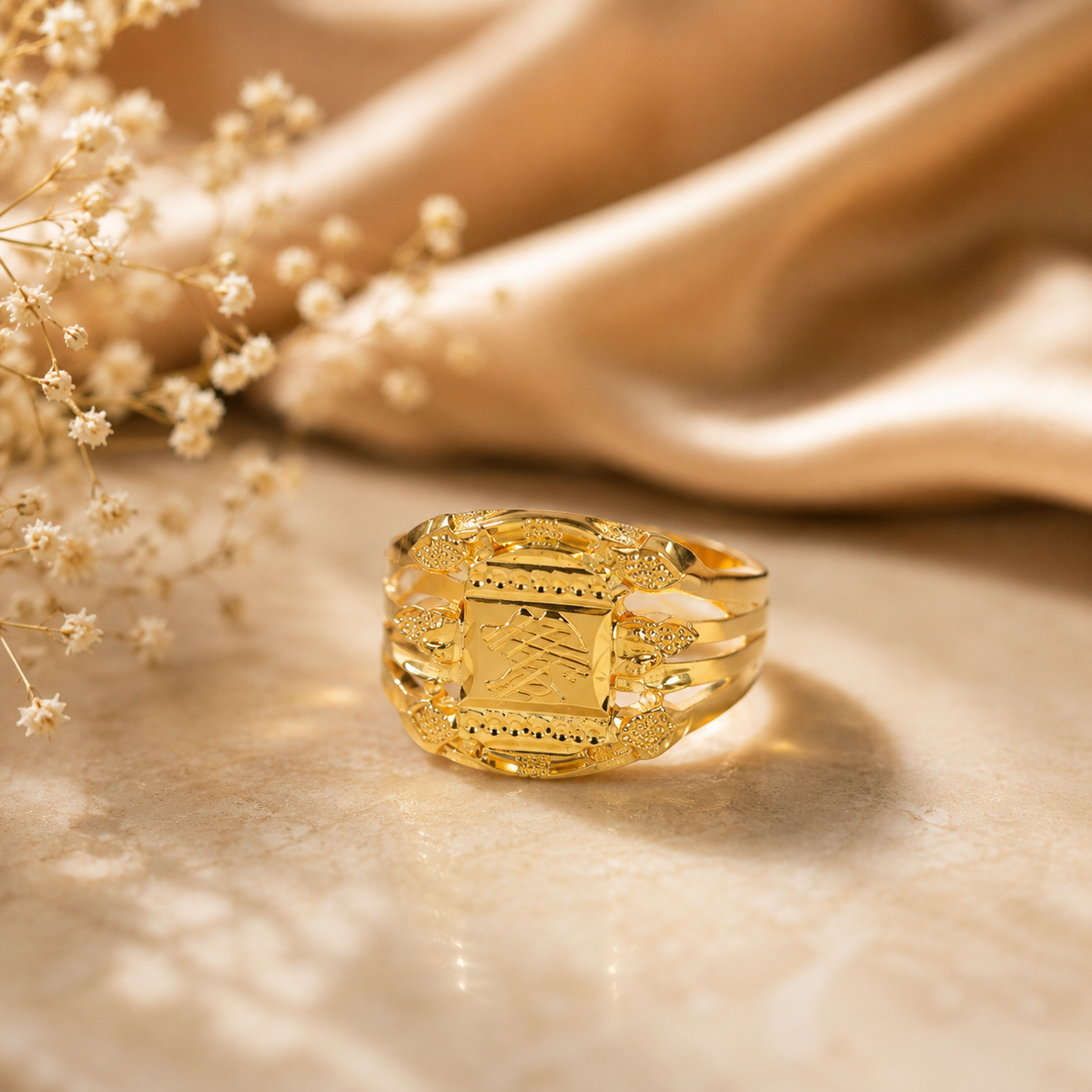 Rudra Regal Monogram Gold Ring For Him