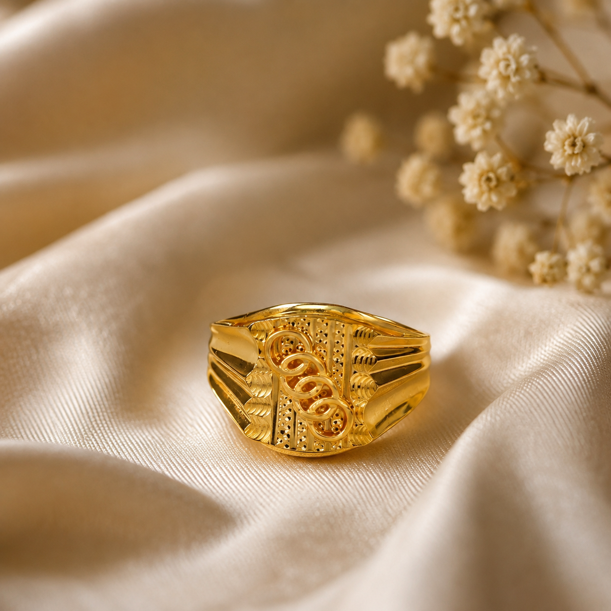 Zayan Swirl Gold Ring For Him