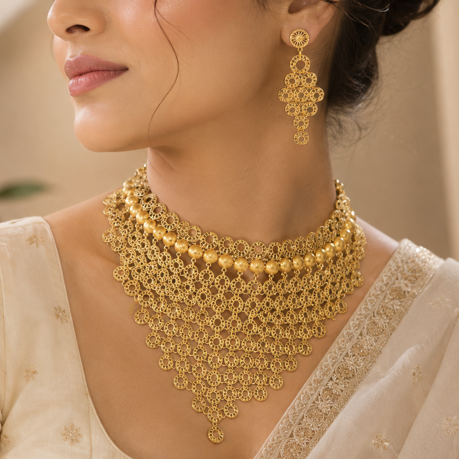Imperial Mesh Gold Necklace Set