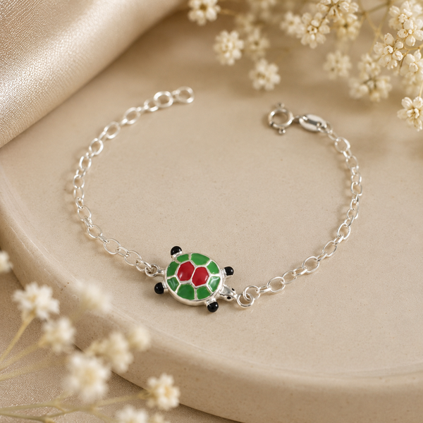 Colorful Turtle Silver Bracelet
