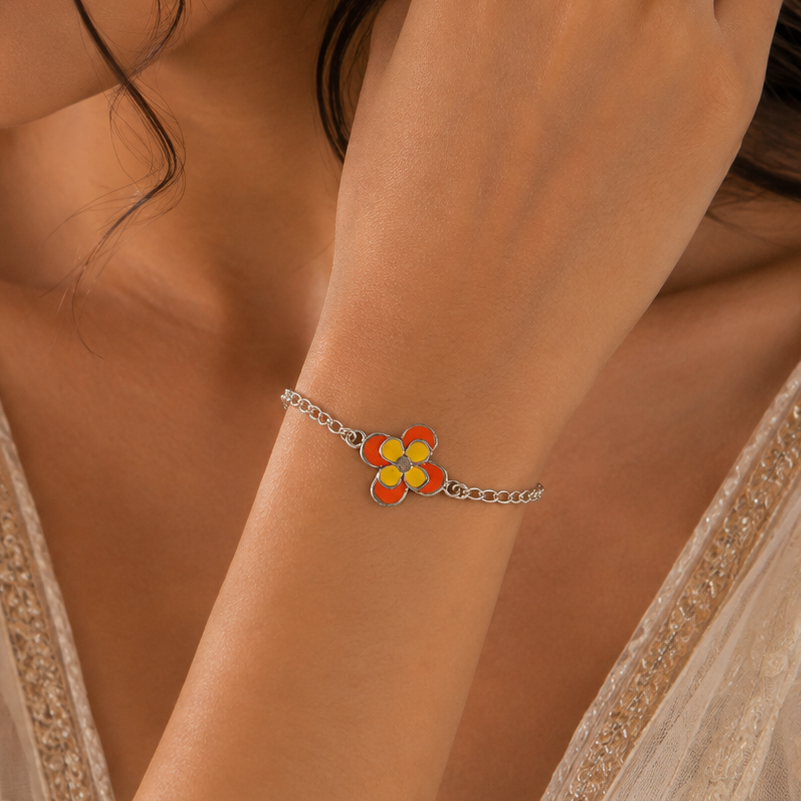 Ziyana Daisy Glow Silver Bracelet