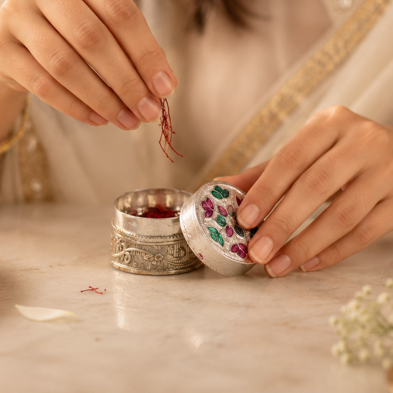 Gulnaar Floral Silver Box