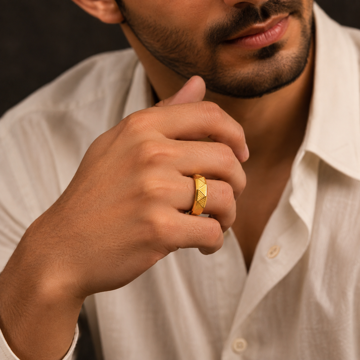 Avir Prism Gold Band Ring For Him