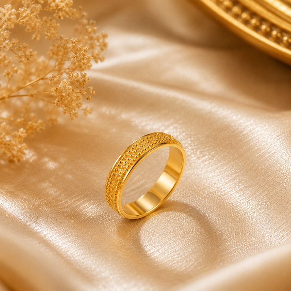 Vedika Granule Gold Band Ring