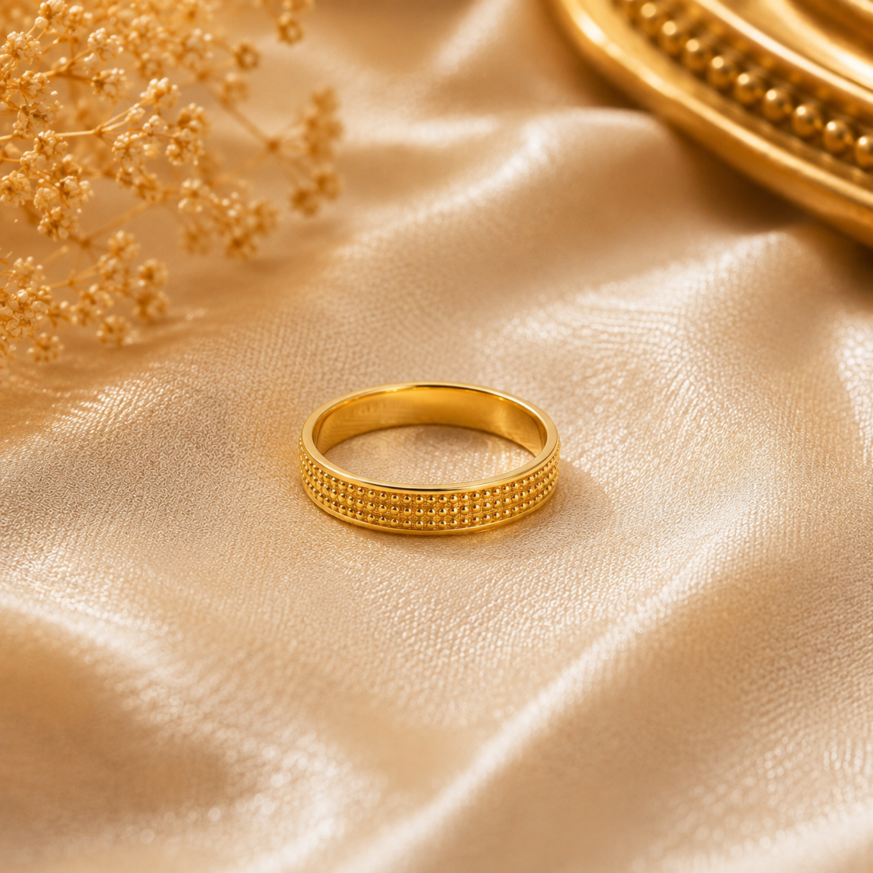 Vedika Granule Gold Band Ring