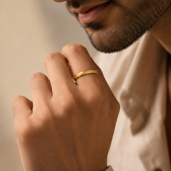 Samarth Aurevia Gold Band Ring For Him